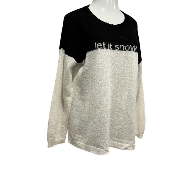 Sundance Let It Snow Lightweight Mohair Crew Sweater, Black Ivory XL - Picture 3 of 8